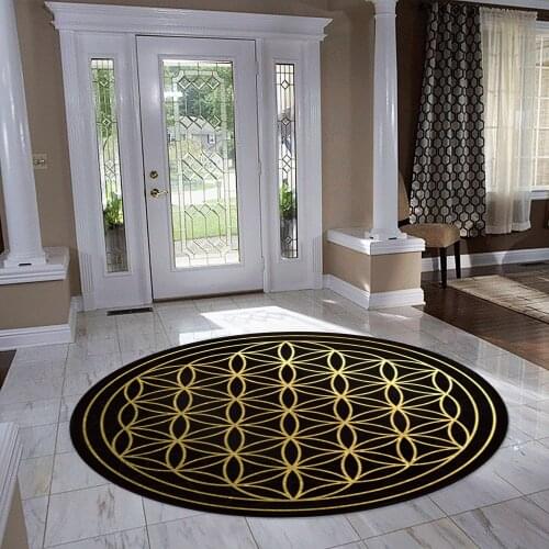 Black Patterned Round Rug, 2021 New Summer Season Carpets, Area Rug,Game Carpet, kids Room Rug Modern Rug,Fashion Rugs,gzmd1221