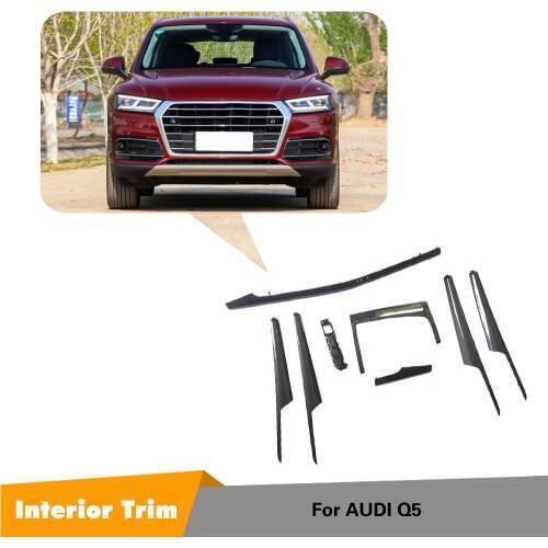 For Audi Q5 2018 2019 LHD real Carbon Fiber Car Interior Front Console Dashboard Cover Trim Sticker Mouldings Strip