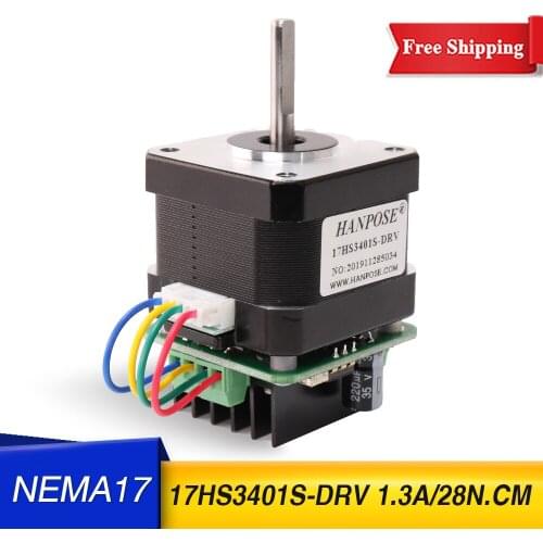 Nema17 motor 17HS3401S-DRV two-phase 1.3A 28N.CM four wire stepping motor with micro back driver for 3D printer accessories