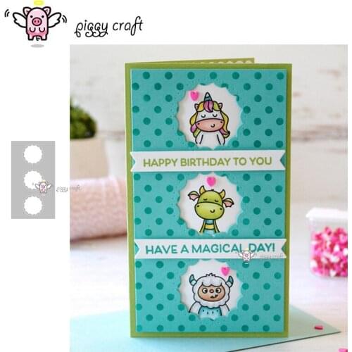 Piggy Craft metal cutting dies cut die mold Garland circle photo frame Scrapbook paper craft knife mould blade punch stencils