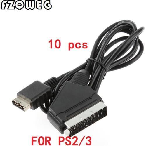 FZQWEG 10 PCS RGB SCART Wire Cable 1.8m/6ft TV AV for Sony Playstation PS2 PS3 Slim Line Game Consoles