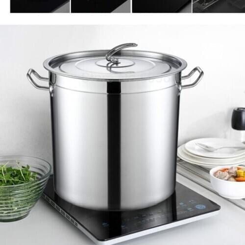Commercial stainless steel with lid thick soup bucket large capacity storage induction cooker household pot drum