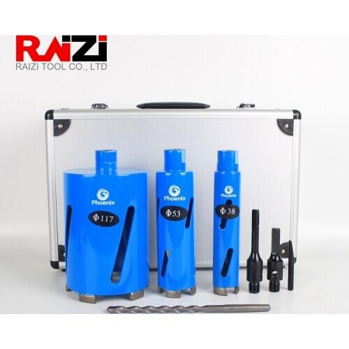 Raizi Laser Welded Diamond Core Drill Bit Set M16 with Transfer Adapter for Concrete Wall Tap Water Heater Air Condition Tools