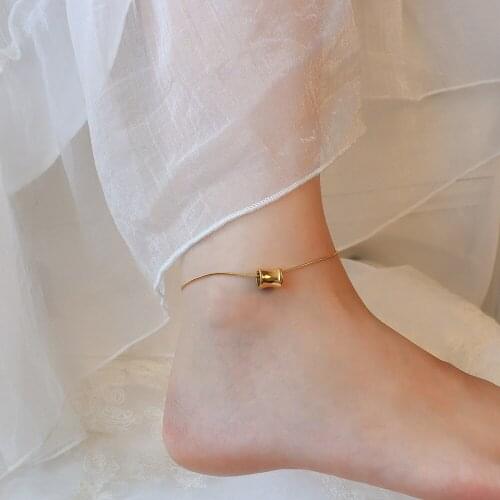 INS Fashion Bracelets Designer Waterproof European American Small Charm Foot Chain Cylinder Square Snake Bone Chain Anklet