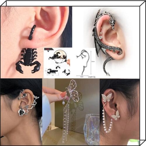 Earrings-Fashion Punk Personality No allergy Scorpion skull Stainless steel skeleton Cross sword Earring Street trend for man