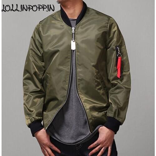 Mens Aviator Bomber Jacket Army Green / Black High Street Flight Jacket For Men Stand Collar Baseball Jacket Back Faux Pocket