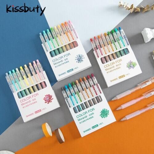 9/18Pcs/Set Morandi Color Gel Pen Set 0.5mm Colored Cute Refills Rod Gel ink Pens Fine Point Hand account Bullet diary Supplies