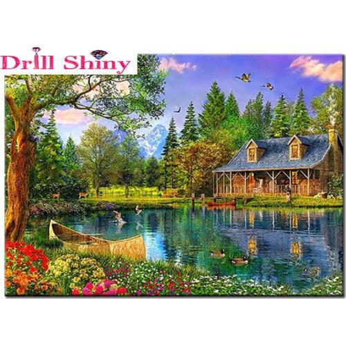 The new DIY 5D Diamond mosaic Landscapes Garden Painting Cross Stitch Kits Diamonds Embroidery Home Decoration The scenery