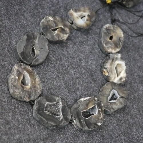 New Druzy Drusy Gems Stone Necklace Beads, Black Point Pendant, Valentines Day Gifts Crystal Beads, 2017 Free Jewelry Finding