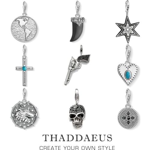 New Trendy Stylish Vintage 925 Sterling Silver Tone Cowboy Gun Pistol Pendant Revolver Gun Shaped Charm Novelty Gifts for Men