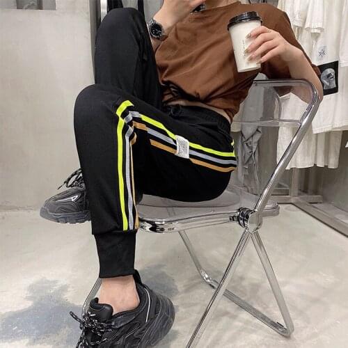 New sweatpants ladies' side color bars, three bars and feet, casual Joker Minnie cotton loose pants