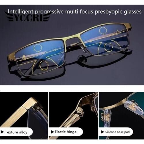 Progressive Multi-focus Reading Glasses for Men Women Anti-blue Light Near Far Reading Glasses Anti-radiation Mobile Metal Gafas