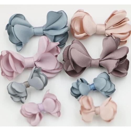 Wholesale 50PCs Handmade Chiffon Fabric Ribbon Knot Bows Fit Girls Hair Jewelry DIY Garment Shoes Clips Decoration 2 Sizes