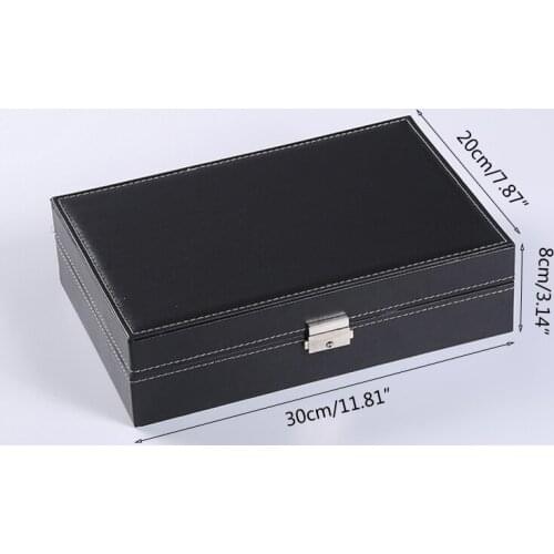 Protable PU Leather Watches Organizer Jewelry Earring Rings Necklace Storage Box E15E