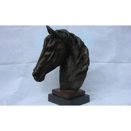Song voge gem S1381 13 China Classic Bronze Copper Feng Shui Zodiac Lucky Horse Head Art Sculpture
