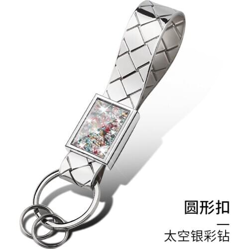 Braided keychain Crystal Diamond Circular ring buckle keyring Auto accessories chaveiro para carro For Audi a3 a4 b8 Land Rover