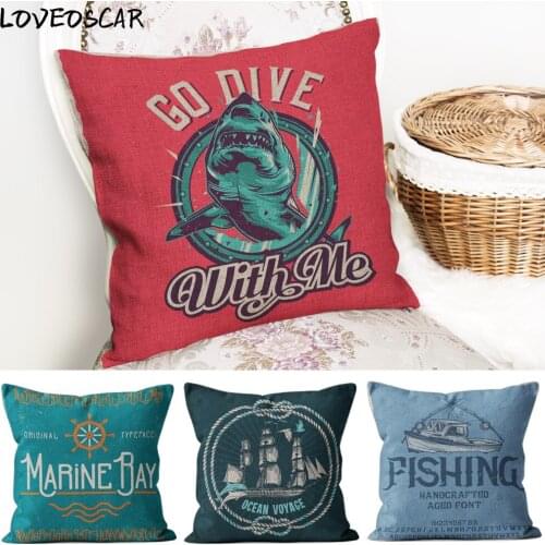 Nautical Anchor Rudder Cushion Pillow Ocean Lighthouse Cover Pillow Boho Family For Living Room 40 45 50 Burlap Custom
