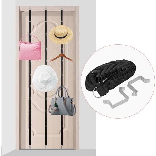 Adjustable Over Door Straps Hanger Hook Cap Rack With 8 Hooks Towel Coat Storage Holder Home Accessories Hat Bag Organizer