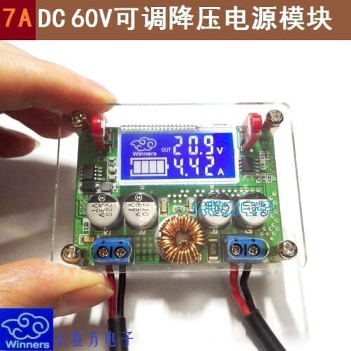 7A DC60V Adjustable Buck Regulator Digital Power Supply Module LCD Screen Voltage Ammeter Dual Display