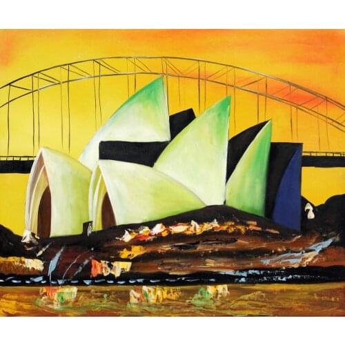 Christmas Gift Decorative Art House Painting Canvas Wall Painting Sydneys Opera House Landscape Oil Painting No Frame Handmade