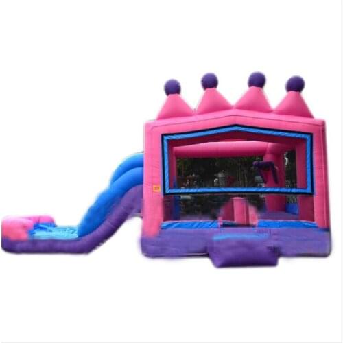 Pink Dream Castle Kids Inflatable Jumping Bounce Slide House with Free Air Blower