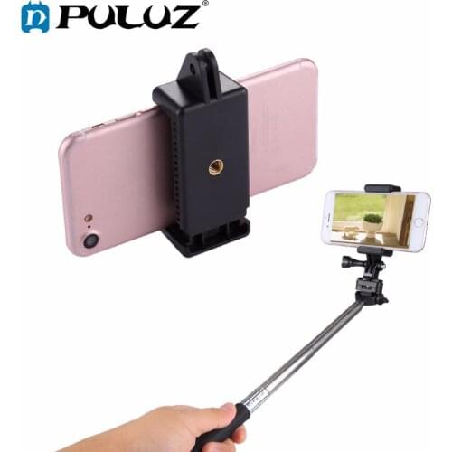 PULUZ Selfie Sticks Tripod Mount Adapter Phone Clamp for GoPro HERO5 Session /5 /4 Session /4 /3+ /3 /2 /1, Xiaoyi Sport Camera