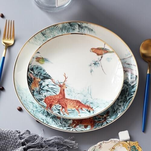 Nordic ins wind Ceramic Plates Dishes Bone China Animal Dessert Fruit Snack Plate Home Dinnerware Decoration WF1021