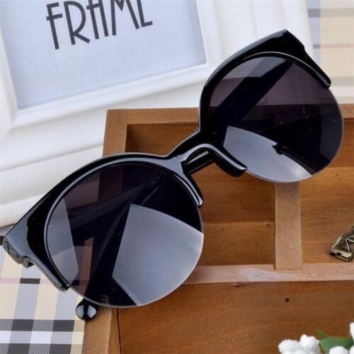 2019 new fashion ladies sunglasses classic retro brand design round mens glasses UV400 half frame black driving goggles
