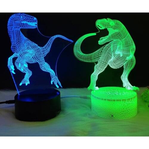 3D Dino Night Lamp LED Dinosaur Kids Light Remote Control Touch Sensor Nightlighting for Children Bedroom Baby Room Decoration