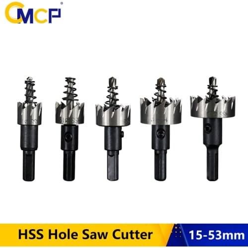 CMCP HSS Hole Saw Cutter 15-53mm Carbide Tip Core Drill Bit Metal Hole Cutter Drilling Alloy Hole Saw Set
