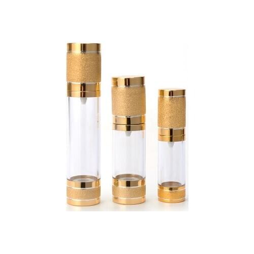 5pcs/lot 15ml 30ml 50ml Gold Vacuum Bottle Pump Airless Luxury Portable Cosmetic Lotion Treatment Travel Empty Bottle Container