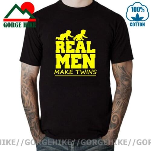 GorgeHike Real Man Makes Twins Funny Best Dad Graphic Father Day Birthday Gift 100%Cotton T-shirt Soft Breathable Fitness Tshirt