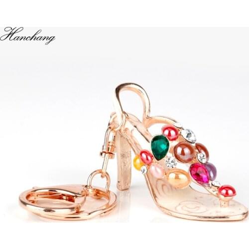 Crystal Jewelry High Heels Key Chain Cats Eye Rhinestone Keychain Pendant sandals Keyrings Women Girls Handbags Christmas Gift