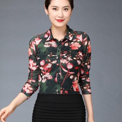 2019 Korean Spring Fall Office Ladies Woman Clothes , Long Sleeve Floral Blouse Top Shirt , Shirts Tops And Blouses For Women