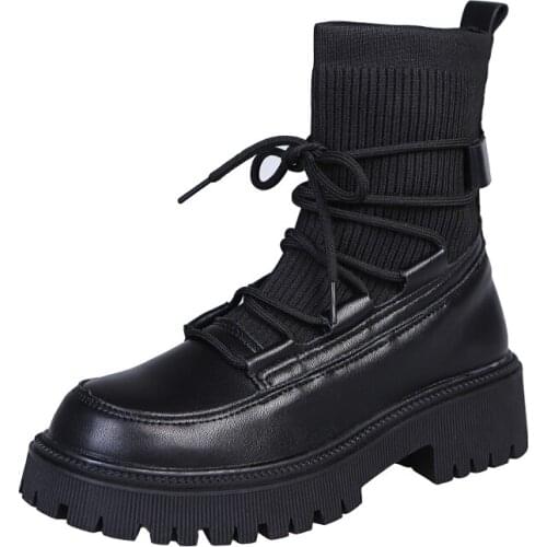 Autumn/Winte New Women Boots Ankle/Knee-High Two Types Of Height Platform Shoes Cross-tied Design Female Boots Zapatos Mujer