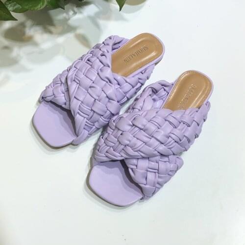 Summer Women Brand Slipper Beach Flip Flops Weave Ladies Leisure Sandal Shoes Low Open Toe Flat Casual Slides Big Size 36-42