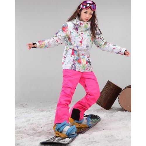 Women Padded Ski Suit Female Snowboarding Set Ladies Waterproof Windproof Skating Snow Costumes Winter Sportswear