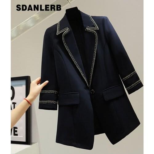 Summer 2021 Korean Style Fashion Suit Blazer Slimming Top Gold Silk Stitching Thin Coat Women Waist Tight Suit Jacket