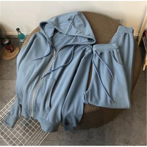 Autumn Two Piece Set Women Casual Tracksuit Long Sleeve Oversize Hooded Sweatshirt + High Waist Harem Pants Loose Sweatpants Set