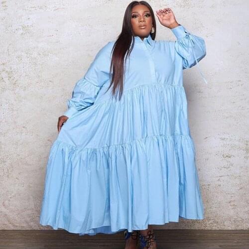 XL-5XL fall clothes for women 2021 plus size dresses women clothing solid color loose long sleeve dress Wholesale Dropshipping