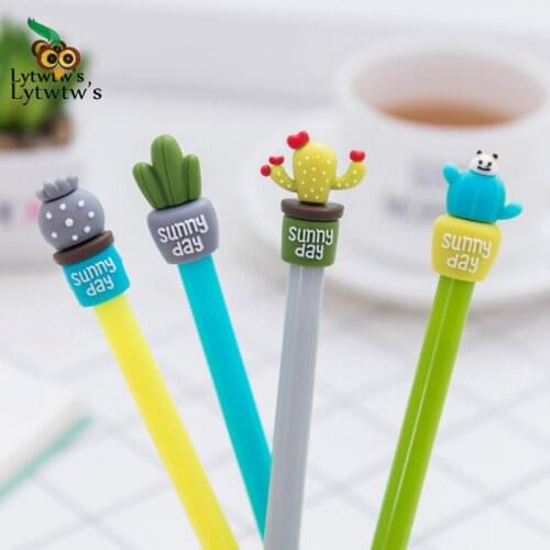1 Piece Lytwtws Stationery Cute Kawaii Cactus Gel Pen School Office Supply creative sweet pretty lovely handles Funny