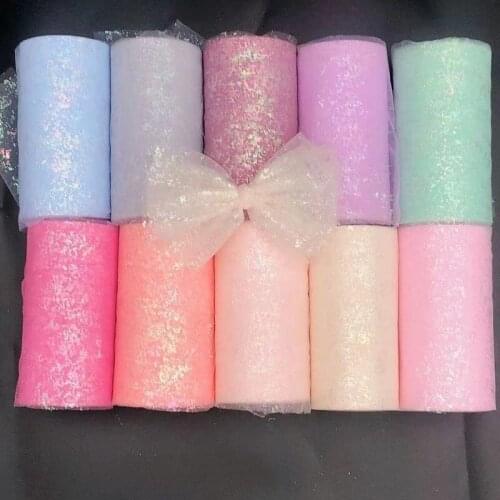 12cm 25Yard Glitter Tulle Mesh Ribbon Roll Sequin Tulle DIY Craft Hair Bow Poms Tutu Skirt Journal Wedding Birthday Party Supply