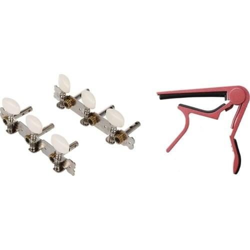 2 Pcs 3 Replacement Tuner Guitar Machine Head Peg with Quick Capo Acoustic Guitar Pink Electrica