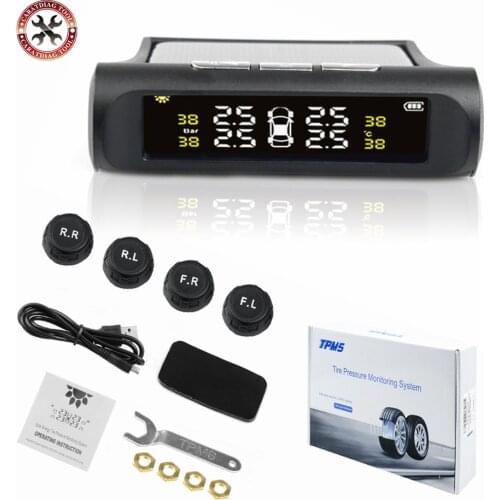 2021 Smart Car TPMS Tyre Pressure Monitoring System Solar Power charging Digital LCD Display Auto Security Alarm Systems