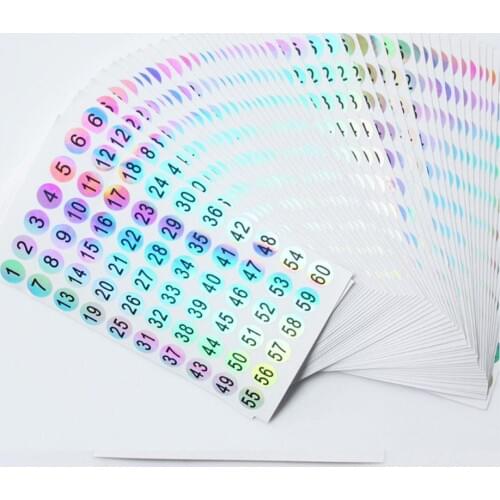 60 Digital Label Stickers For Nail Polish Color Gel Varnish 1-60 121-180 61-120 Tool Marking Number Manicure V0S2
