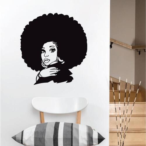 African Woman Wall Decal Tribal African Girl Self-adhesive Vinyl Sticker Decals Hairdressing Hair Beauty Salon Decor AM09