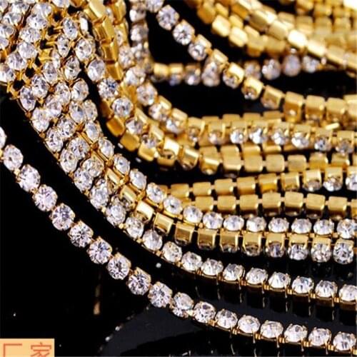 AB white Rhinestone silver gold Cup Claw Chain dense crystal strass rhinestones Alloy claw chain ,10m/lot , B031