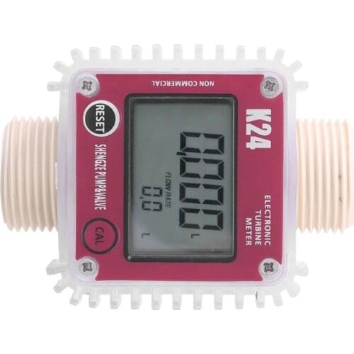 K24 Turbine Digital Oil Fuel Flow Meter Gauge for Chemicals Liquid Water Test Lead Accessory Turbine Meter