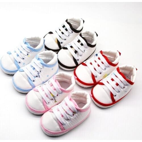 Baby Shoes Kids Toddler Casual Lace-Up Sneaker Soft Soled Baby Crib Shoes Cotton First Walkers 0-18M