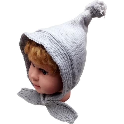 Children Hats Small Pomon Ball Hat Kids Knitted Caps Girl Protect Ears Cashmere Winter Accessories Babies Warm Cap MZ53